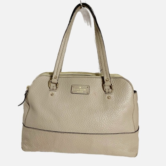 kate spade Taupe Pebbled Leather Grove Court Lainey Satchel Fully Lined Top Hand - Picture 1 of 14